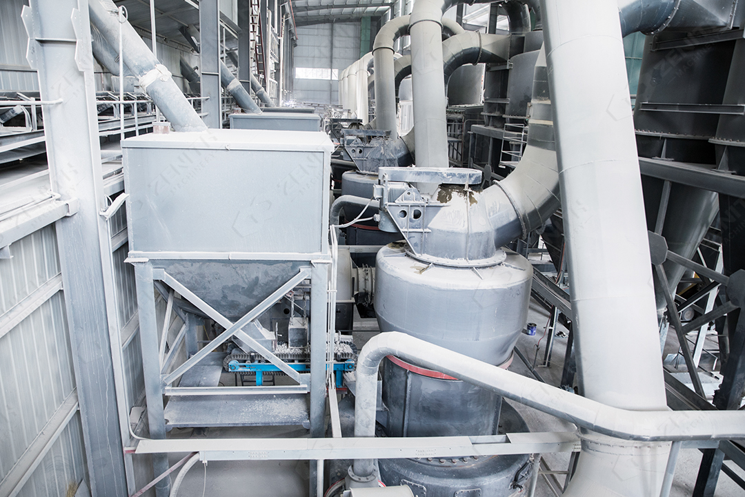 MTW European Trapezium Mill in operation grinding mineral materials