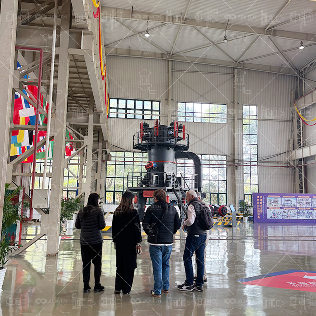 Installation of a Zenith MTW European Trapezium Mill at a gypsum processing plant, showing the main grinding unit and classifier.