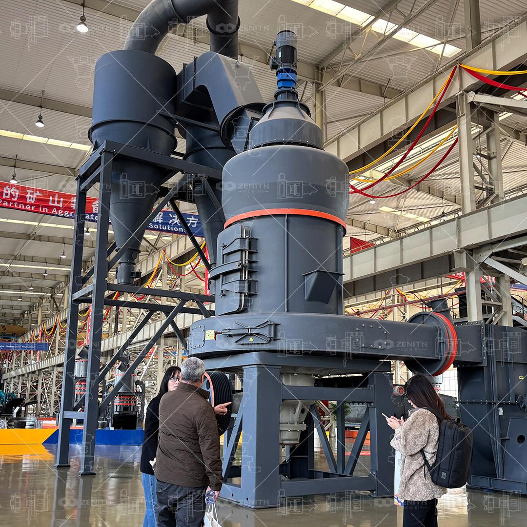 Grinding rollers and ring inside a kaolin Raymond mill