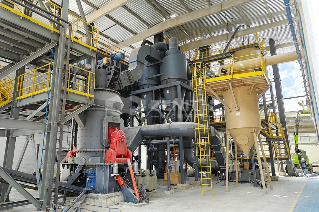 LM130N vertical roller mill installed inside a Brazilian feldspar grinding plant