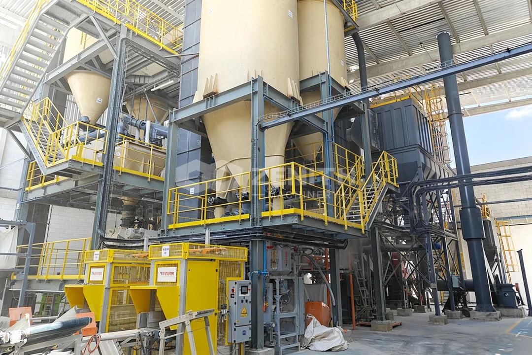 Material silos and feeding equipment of the feldspar grinding plant
