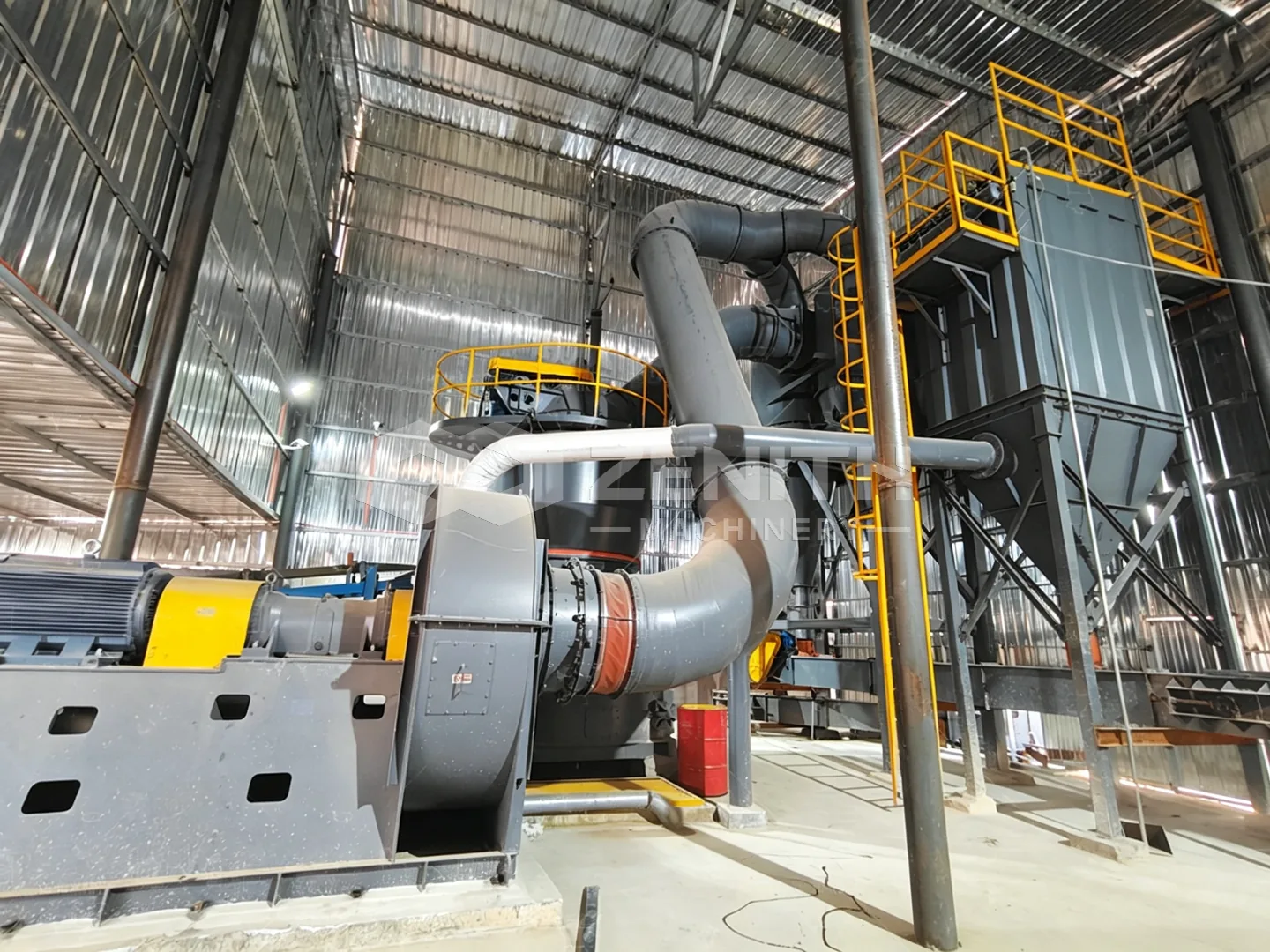 Complete MTW178G grinding line with cyclone dust collection during line commissioning