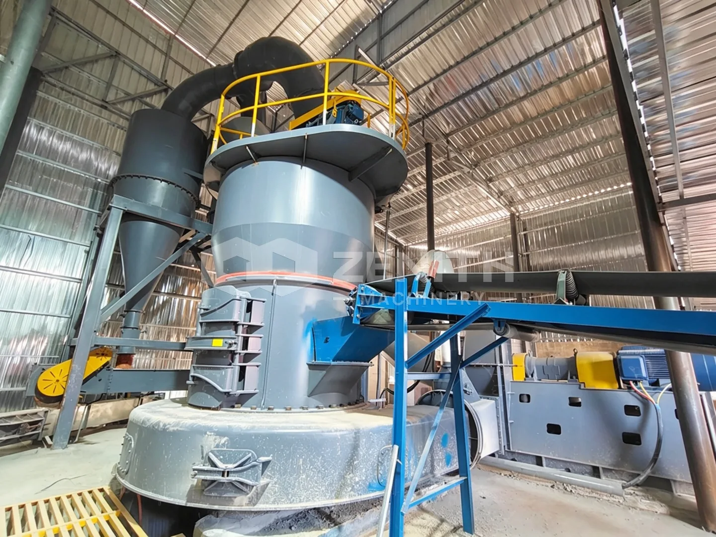 MTW178G mill and feed conveyor at the Shenchi limestone powder plant during handover
