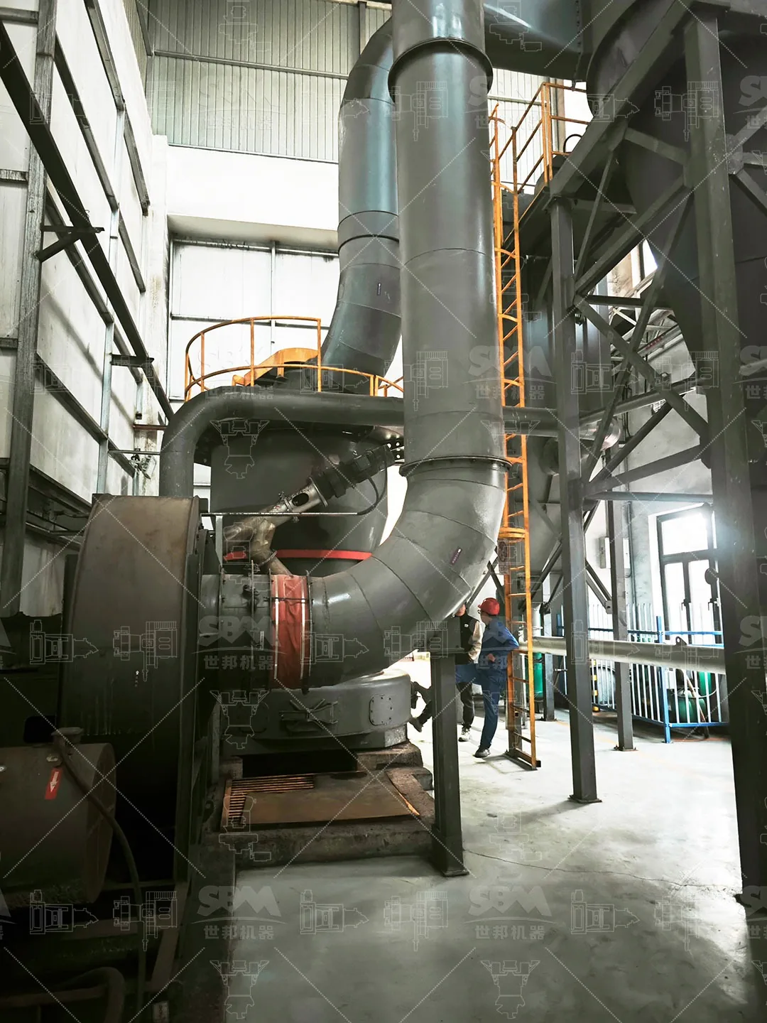 Grinding circuit ducting and mill outlet at the rare earth powder plant